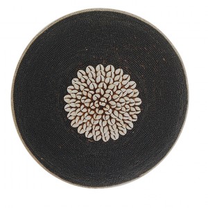 Small Beaded Shield - Black with Cowrie Center